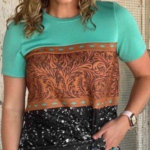 Green Marble Buckstitch Tee